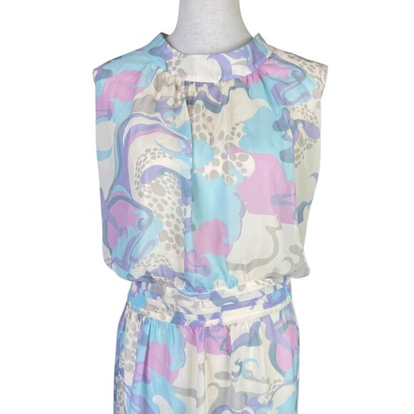 ModCloth Windy City Pastel Purple Blue Floral Swirl Sleeveless Summer Dress - Picture 6 of 13